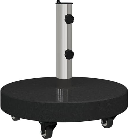 vidaXL Base de Parasol Mobile pour poteaux Ø38/48mm Granit Noir 30 kg Ronde