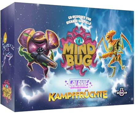 Nerdlab Games - Mindbug: Galaxie der Kampffrüchte, Strategisches Kartenspiel für 2 Spieler, Ab 8 Jahren, 15-25 Min Spielzeit
