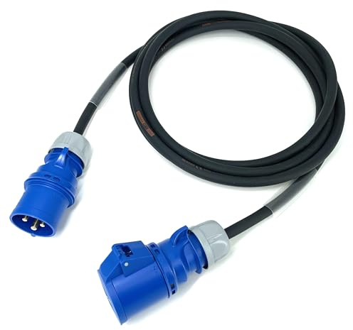 32 Amp 3 Pin 240V IP44 Single Phase Extension Lead - PCE Blue - 6mm² Heavy Duty Industrial H07RN-F Rubber Cable - 32A 1PH HO7 (40 Metre)