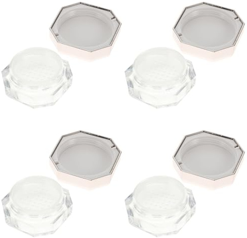 DECHOUS 4pcs Octagonal Loose Powder Boxes Portable Makeup Powder Containers Rose Gold Travel Storage Cases for Cosmetics