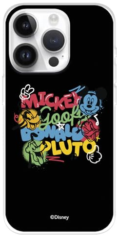 Schutzhülle kompatibel mit iPhone 15 Pro, offizielles Disney-Graffiti-Gang, zum Schutz Ihres Handys. Flexible transparente Silikonhülle mit offizieller Lizenz von Disney-Klassikern
