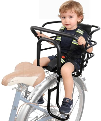 QMD Siège vélo Enfant arrière, avec Repose-Pieds, Dossier et Barre de Maintien, conçu pour Les Enfants de 18 Mois à 8 Ans, Installation Facile