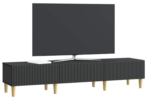 vidaXL TV-Schränk Schwarz 147 x 34,5 x 30 cm Holzwerkstoff, Wohnzimmer, moderner rechteckiger Medienspeicher, viel Platz, Unterhaltungszentrum, Möbel für Multimedia, Display-Einheit