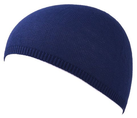 CHARM Herren Sommer Skull Cap Strick Kufi Mütze - Gebet Namaz Takke Short Beanie Kopfbedeckung Fahrrad Helm Dünn Marineblau