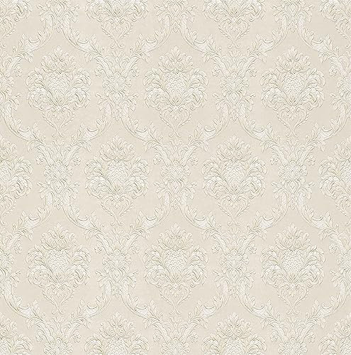 Rasch Tapete 147919 - Helle Papiertapete mit Barock-Muster und Ornamenten - Metallic glänzend