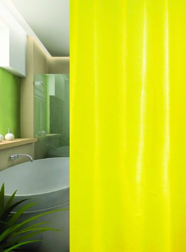 TEXTIL DUSCHVORHANG 240x200 cm UNI GELB INKL. DUSCHRINGE! SHOWER CURTAIN YELLOW!
