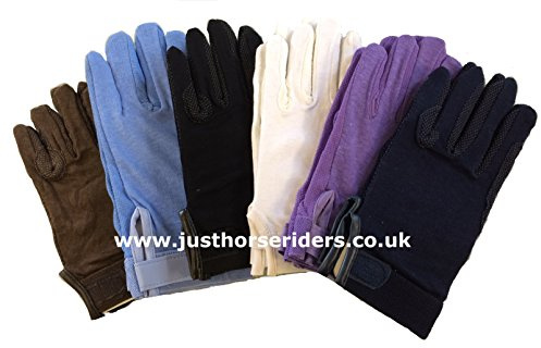 Horse Riding Gloves Cotton Pimple Palm Dublin Track Gloves (Black, XX-Small)