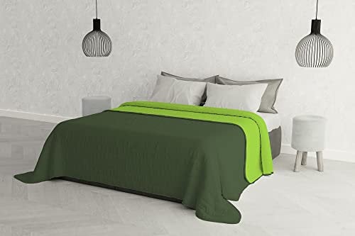 Trapuntino Estivo Linea Elegant Made in Italy Copriletto Stampato in Morbida Microfibra - Trapunta Primavera Estate Mezza Stagione - Matrimoniale 260x270cm, Verde Scuro/Verde Mela