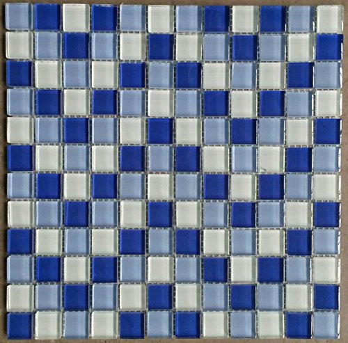 Glasmosaik Crystal Matte 30x30 8 mm Blau Mix/ Weiss Fliesen M222