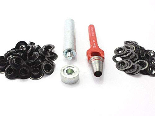 Profi Ösenset 12mm 50 DIN Ösen Messing brüniert (schwarz) Locheisen Ösenstempel