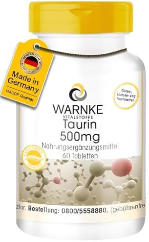 Taurin 500mg - 60 Tabletten - Aminosäure - hochdosiert | Warnke Vitalstoffe - Deutsche Apothekenqualität