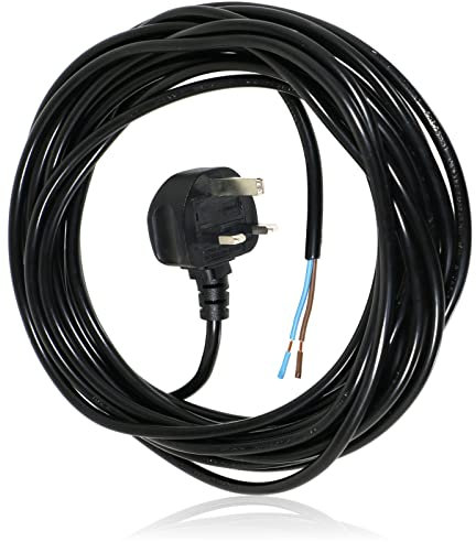 SPARES2GO 2 Core Extra Long Mains Power Cable Plug for Hedge Cutter (8.4m)