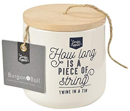 Burgon & Ball Enamel and Wood Jute Twine Dispenser, 120 Meters Length, Stone