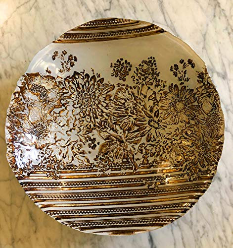 SLVR London Bol décoratif en Verre Fait à la Main en Forme de Bol à Fruits décoratif Pot-pourri Porte-Bijoux Couleurs Vives Métallique Or Plateau