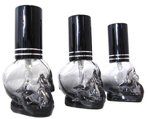 Set 3 Parfumflakons Skull Totenkopf mit Zerstäuber 8 ml leer zum Befüllen
