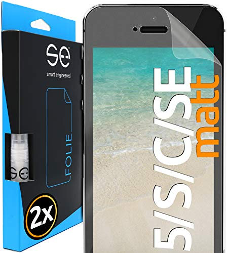 2x se® 3D SCHUTZFOLIE Entspiegelt für Apple iPhone SE / 5S /5C / 5,Anti-Staub, 100% Fingerabdruck & FaceID kompatibel, einfache blasenfreie Installation, Ultra-Klar,Stoß-Kratzfest, aus Deutschland