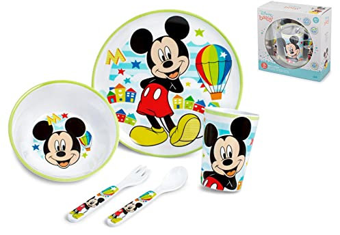Lulabi Mickey Simply Set 5 Pezzi Bimbo, Melamina - 1.8 kg