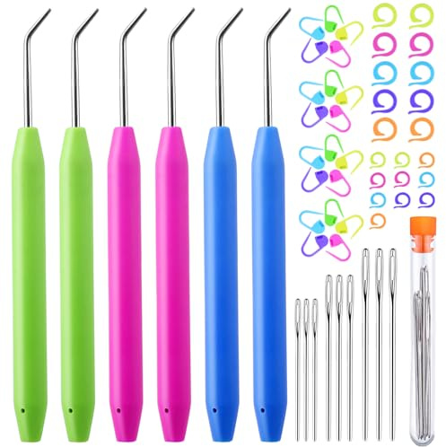 dipeer 56 Pcs Knitting Loom Hooks Kit, Loom Crochet Hook Sets, Knitting Crochet Hooks Sets with Big Eye Needles, Knitting Markers for Knitting Craft DIY