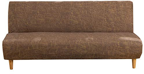 Mingfuxin Armloser Sofabezug, Stretch-Sofabezug ohne Arm, 3-Sitzer, Spandex-Futon-Schonbezug rutschfest Elastischer, vollständig zusammenklappbarer Couch-Sofaschutz für Schlafsofa ohne Armlehnen