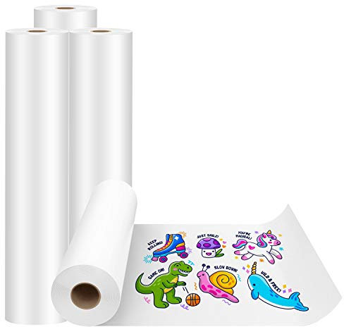 KAVAVO 4 Pcs Weiße Papierrolle, 44cm x 10m, weiße Handwerkspapierrolle, ideal für Staffeleipapier, Bulletin Board-Papier, Wandkunst, Geschenkpapier.(Paper-4 Pcs)