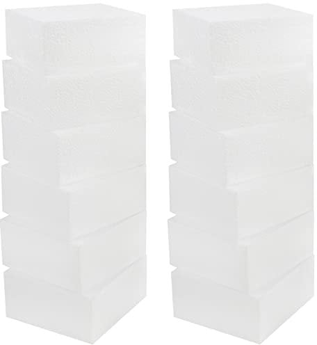 Belle Vous Bloques de Poliestireno Manualidades Cuadrados (Pack de 12) 10 x 10 x 5 cm - Corchos Blancos Manualidades para Modelado, Proyectos Escolares, Esculturas, Arreglos Florales