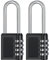 ZHEGE Combination Padlock Outdoor, 2.6in Long Shackle Padlocks with Code for Fence, Gate, Shed, Chains, Storage Box, Containers, Large Combination Lock for Gym Lockers, 4 Digit (2 Pack, Black)