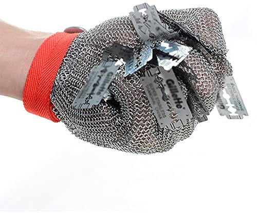 Guantes Anticortes WXYZ Guantes para la Cocina de la Cocina para el hogar, los Guantes de Trabajo de Seguridad de Acero Inoxidable de protección de Acero Inoxidable, comunes para Manos a la Izquierda