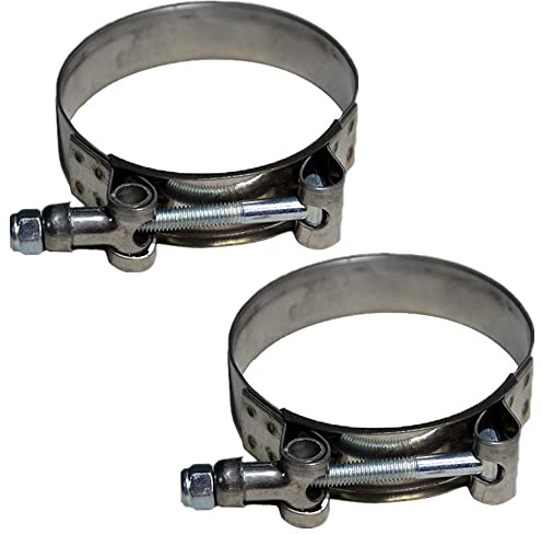 T-Bolt Hose Clamp Heavy Duty Adjustable Hose Clip for 3 Hose ID, Stainless Steel Bolt Band Floating Bridge and Nylon Insert Locknut (72mm - 80mm, 2 pack)