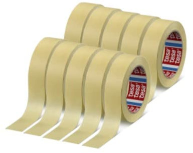 Tesa 4323 Papierband für Masken, Lackierung, Gummipapier Professionell - Hochwertiger Kleber (30 mm - 10 Rollen)