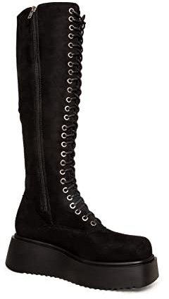 LAMODA Inclusione, Stivali Alti al Ginocchio Donna, in camoscio Nero, 40 EU