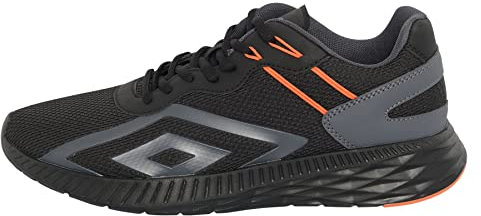 Umbro Herren Mellor II Sneaker, Schwarz/Carbon/Mandarin Orange, 44 EU