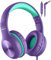 Nabevi Kids Headphones, Childrens Headphones with Microphone, 85/94dB Volume Limit, HD Sound, Sharing Function, Wired Headphone for Kids Boys Girls, Toddler Headphone for School/Travel/Tablet, Purple