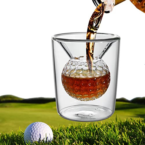 Albefer Golf-Whiskey-Verkostungsglas, 170 ml, doppelwandig, Golfball-Design, Weinglas, lustige Golfgeschenke für Männer, Bierverkostung, Flugprobe, Schnapsgläser für Schnaps, Cocktail, Scotch