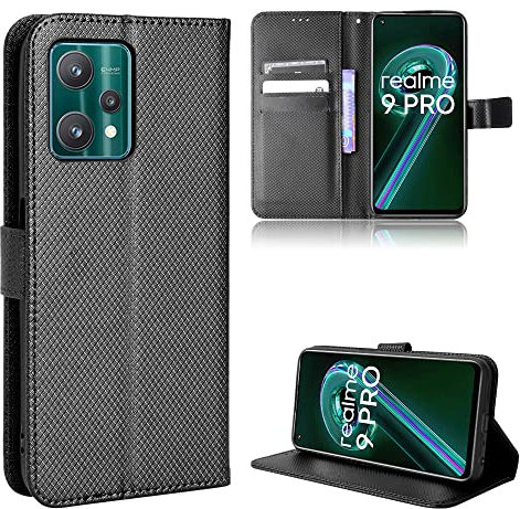 Elubugod Cover per Oppo Realme 9 5G Custodia telefonica Case,Custodia in Pelle Custodia per Oppo Realme 9 PRO 5G RMX3521 RMX3471 RMX3472 Custodia Case Cover Black