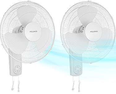 PELONIS Ventilateur mural de 40,6 cm avec 3 vitesses, oscillant, inclinaison réglable, haute vitesse, pour garage, terrasse