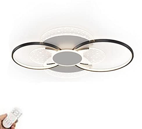 Große Led-stern-deckenleuchte,Full Star Circle Deckenleuchte,Wohnzimmer Licht,Schlafzimmer Licht,Esszimmer Licht,Studie Licht-Schwarz + weiß unendlich dimmen 90 * 70cm