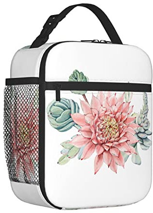 XVBCDFG Fiambrera con estampado de flores verdes y rosas para hombre y mujer