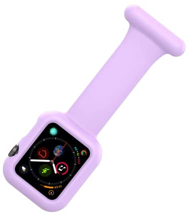 Apple Watch Straps Nurses Fob, for Nurses Doctors Healthcare Paramedics Brooch, Silicone Pin Fob, 2 in 1 Infection Control Design compactible with iwatch Series 7, 6, SE,5,4,3,2,1 (42/44/45mm) Lilac