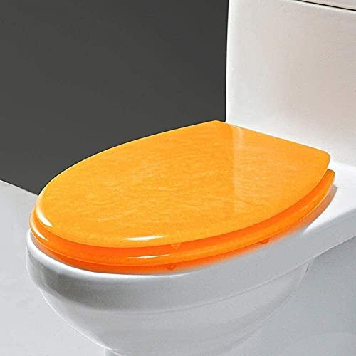 Wc-Sitz, Wc-Sitze Mit Soft-Close-Funktion, Edelstahlscharniere, Wc-Sitz, Toilettendeckel (Black Starlight) (Orange)
