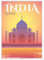 JUNOMI® Indien Poster | DIN A2 Wohnzimmer Deko, Modernes Wandbild, Delhi Poster, Reiseposter, Taj Mahal | Mit Rahmen Weiß