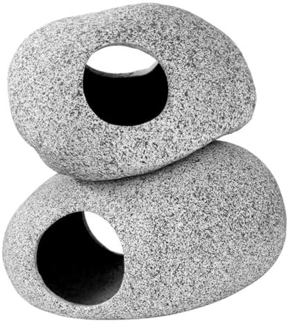 DOITOOL 2stücke Aquarienornamente Versteck Für Garnelen Felsenhaus Dekoration Für Fisch-Tank Natürlicher Steinlook Für Lebendige Unterwasserwelt Einfach Zu Reinigen Und Langlebig