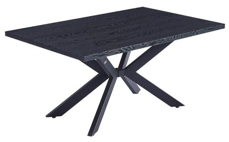 Home Deluxe Esstisch Eckig AVENCIA inkl. Sternfuß - Dark Oak 160 x 100 cm - mit schwarzem Metallgestell | Küchentisch, Esszimmer, Esszimmertisch