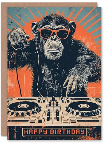 Artery8 Retro Dj Cp Sonnenbrille Ape Decks Mann Geburtstagskarte