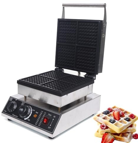 Gofrera comercial de 1750 W, 4 unidades, gofrera, antiadherente, eléctrica, gofrera comercial, 50-300 °C