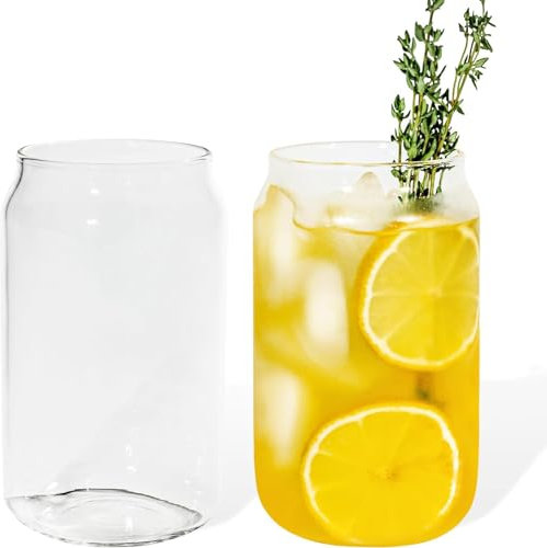 Lunpog Eiskaffee Gläser, 2 Stück Cocktailgläser 400ml, Saftglas, Bier Glas, Wassergläser, Iced Coffee Glas, Glasbecher für Cocktailgläser Longdrinkgläser Wasser Tee