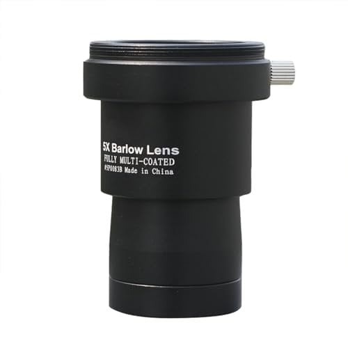 Ukbzxcmws 1.25 Inch 5Xs Barlow Lens Metal Fully Coated Focal Length Extender With Camera Mount Thread Astronomical Clear Views