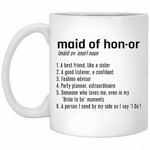 kisoyo Lustige Keramik-Kaffeetasse mit Aufschrift Maid of Honor, 325 ml