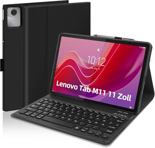 AGARELE Custodia per tastiera Lenovo Tab M11 11 pollici 2024 (TB330FU/TB330XU), custodia per tastiera rimovibile [QWERTZ tedesco] tastiera Bluetooth con portapenne, nero