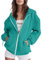 Felpa da donna con cappuccio, oversize, con cerniera, Y2K, oversize, con cappuccio, vintage, con cerniera, per le mezze stagioni, college, verde, M