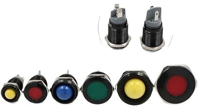 Flat Round Head Black IP67 Metal LED Warning Indicator Light Signal Lamp 3V 5V 12V 24V 110V 220V Red Blue(Blue,28MM_12V)